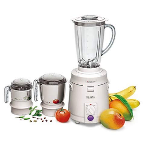 Sujata SuperMix SM Mixer Grinder, 900 Watt, 3 Jars (White)