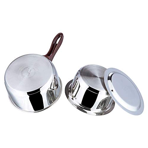 Vinod Stainless Steel Regular Saucepan (1 Litre) & Capsule Bottom Tope (1 Litre) with Lid (Induction and Gas Stove Friendly), 2 Years Warranty, Silver