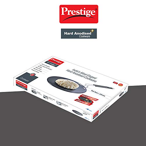 Prestige Hard Anodised Plus Cookware Induction Base Roti Tawa | Black | 22.5cm | Perma-Cool Handles | Wide Base | Hand Washable