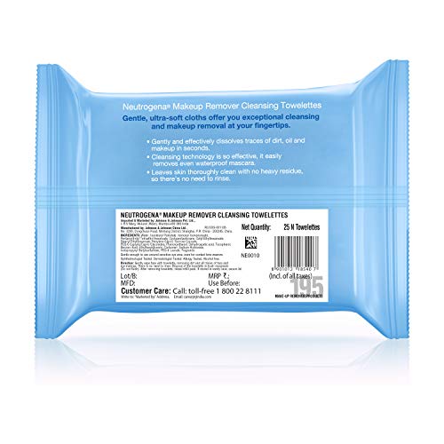 Neutrogena Makeup Remover Towelettes 25 Wipes, White, 205 g