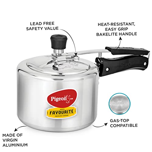 Pigeon by Stovekraft 3 Litre Favourite Aluminium Inner Lid Induction Base Pressure Cooker (Silver) BIS Certified