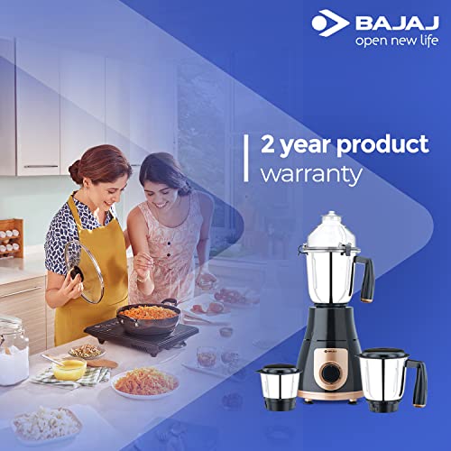 Bajaj GX-3701 750W Mixer Grinder with Nutri-Pro Feature, 3 Jars, Black