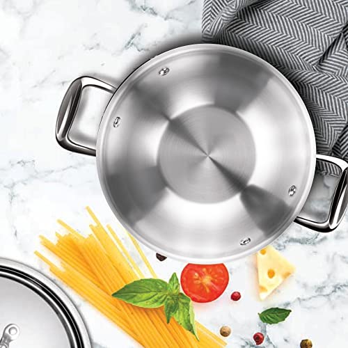 Milton Pro Cook Triply Stainless Steel Kadhai with Lid, 22 cm / 2.2 Litre