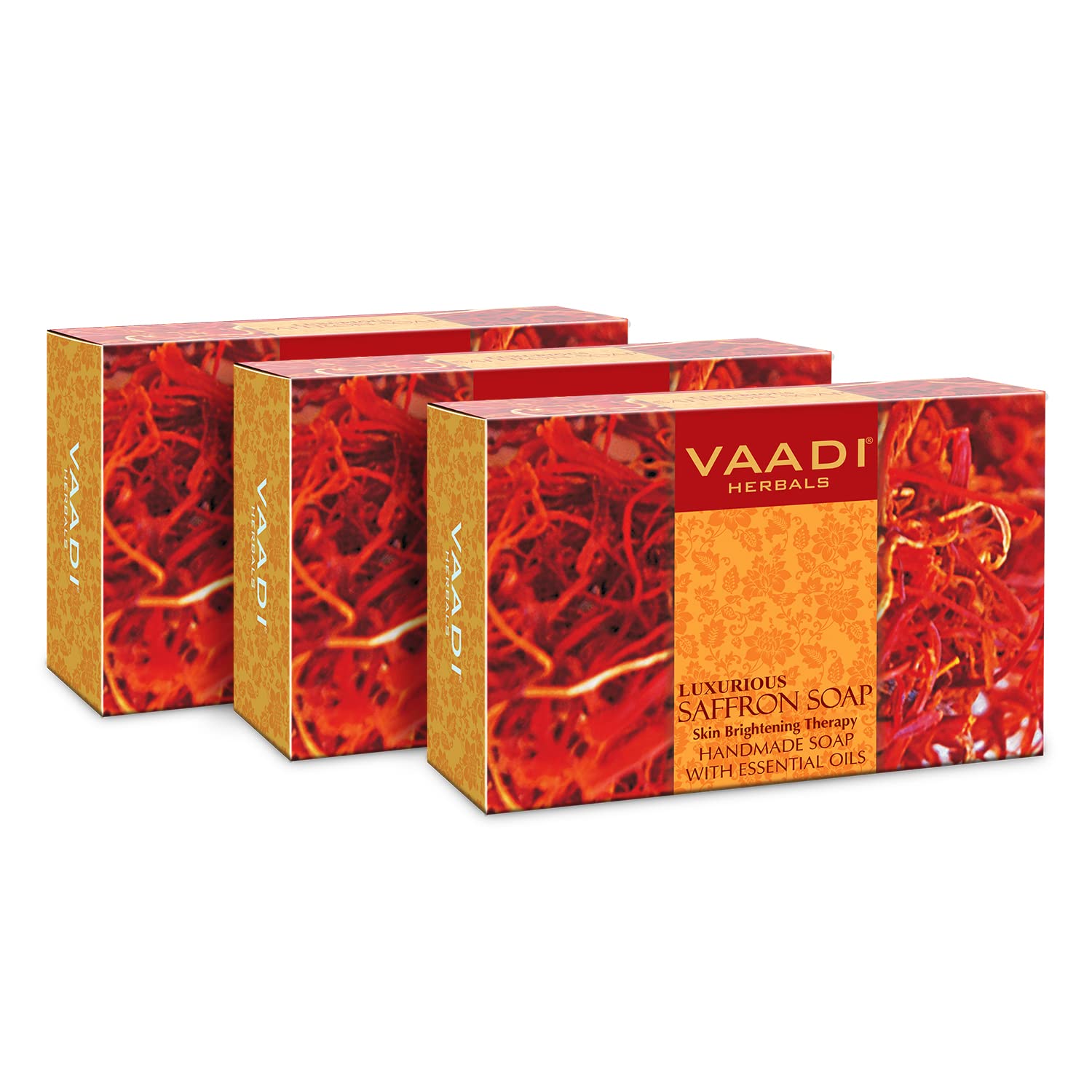 Vaadi Herbals Super Value Luxurious Saffron Skin Whitening Therapy Soap, 75g (Pack Of 6)
