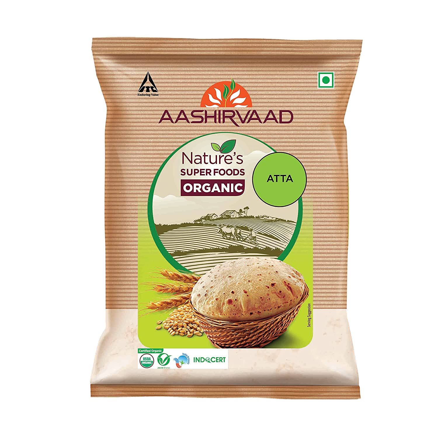 Aashirvaad Organic Atta, 1 kg, 100% Organic Whole Wheat Atta
