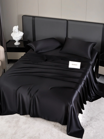 SHARE  19Momme 4Pcs Silk Set Fitted&Flat Sheets+2x Pillowcases