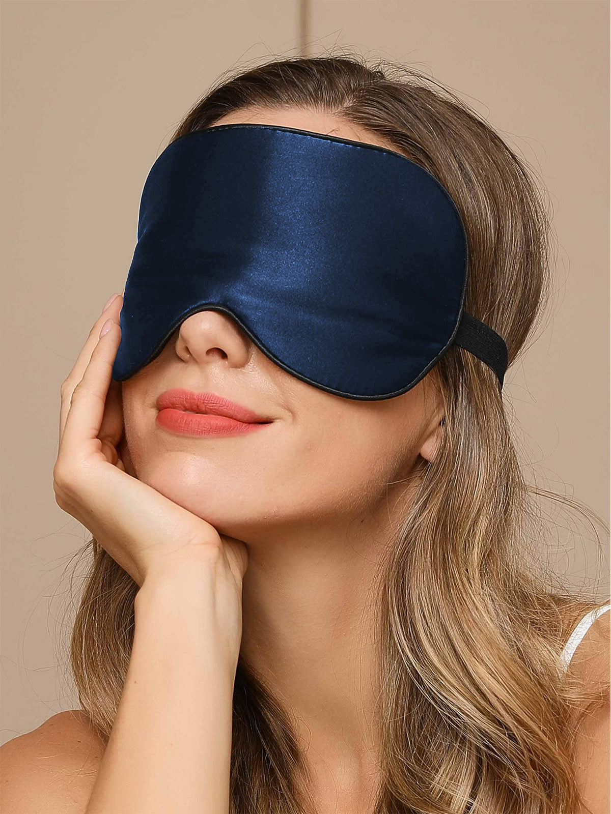 Gift Set - Silk Soild Color Long Scarf & Eye Mask Set