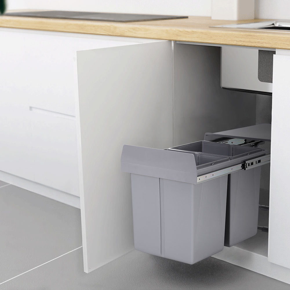 Plastic Pull Out Kitchen Waste Bin Soft Close Recycing Bin for 300/400MM Cabinet