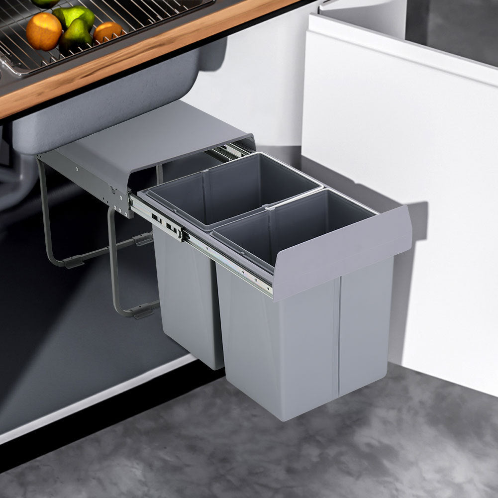 Plastic Pull Out Kitchen Waste Bin Soft Close Recycing Bin for 300/400MM Cabinet