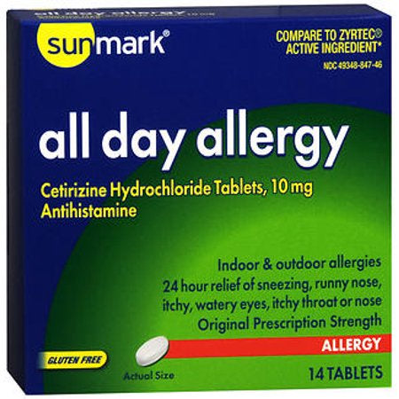 CETIRIZINE HCL 10 MG ALL DAY ALLERGY 14 TABLETS