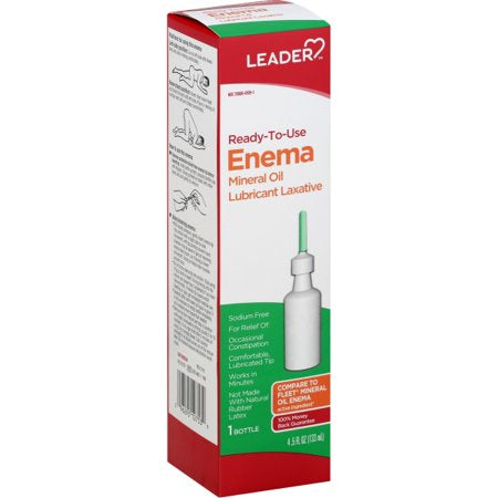 LEADER READY TO USE ENEMA MINERAL OIL LUBRICANT LAXATIVE 4.5 OZ
