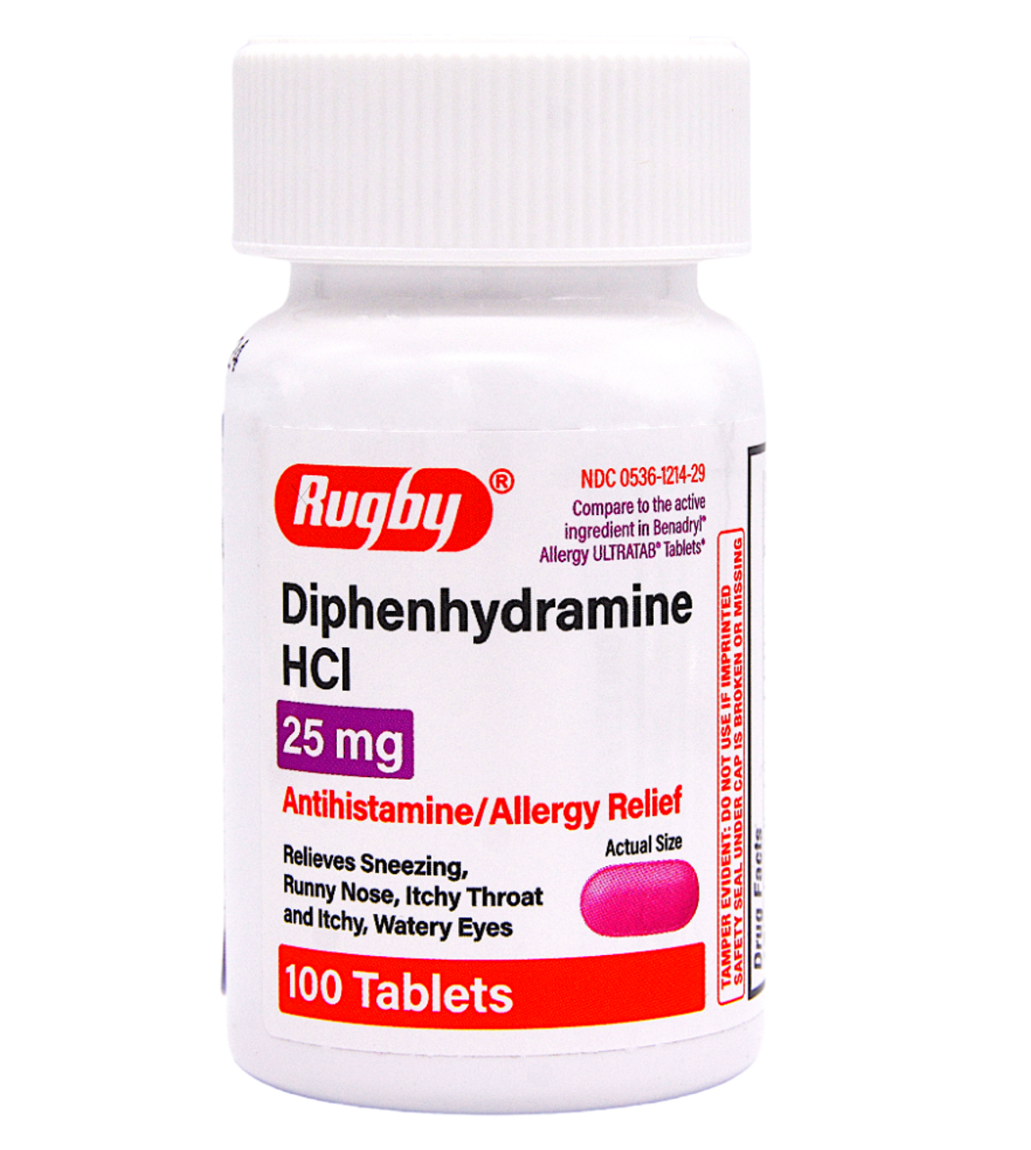RUGBY DIPHENHYDRAMINE HCI 25 MG 100 TABLETS
