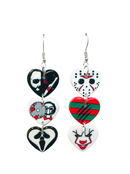 Horror Hearts Acrylic Earrings