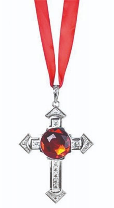 Cross w/Red Jewel Necklace