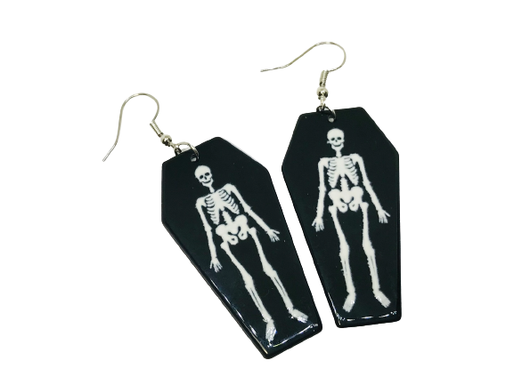 Coffin Skeleton Acrylic Earrings