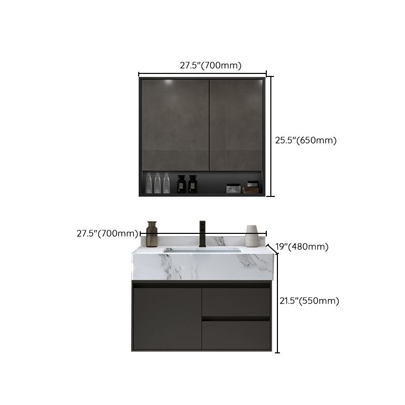 Modern Wall Mount Bathroom Sink Vanity Wood Sink Vanity with Mirror