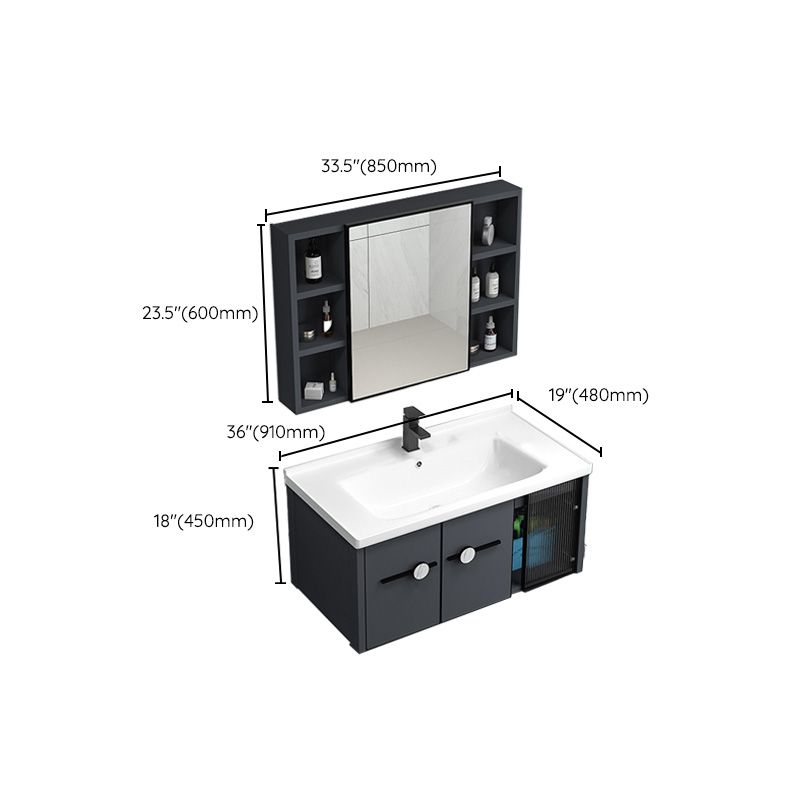 Modern Metal Frame Bath Vanity Single Rectangular Freestanding Vanity