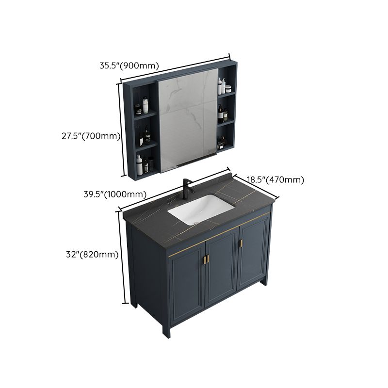 Freestanding Bathroom Vanity Single-Sink Glam Metal Base Rectangular Vanity Set