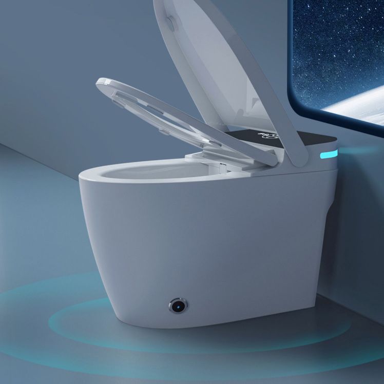 Foot Sensor Contemporary Plastic Bidets White Elongated Smart Toilet