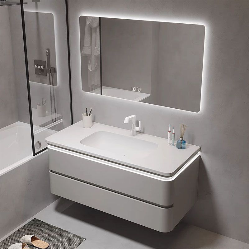 Wall Mount Modern Bathroom Vanity Set with Mirror Faucet Sink