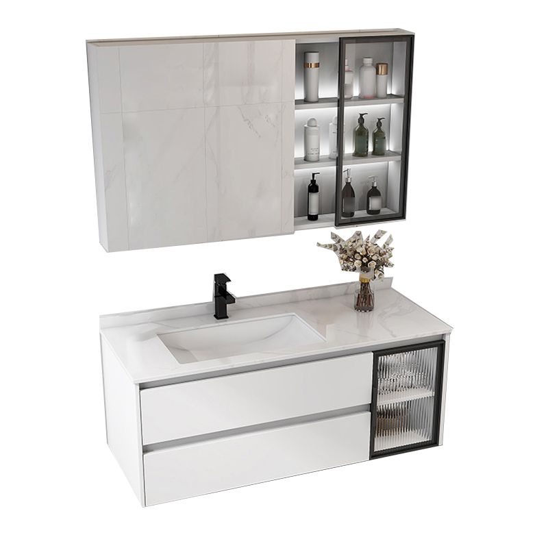 Contemporary White Sink Cabinet Bathroom Vanity Cabinet with Mirror Cabinet