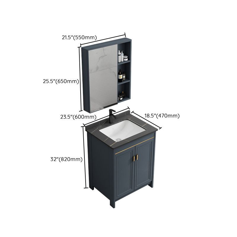 Freestanding Bathroom Vanity Single-Sink Glam Metal Base Rectangular Vanity Set