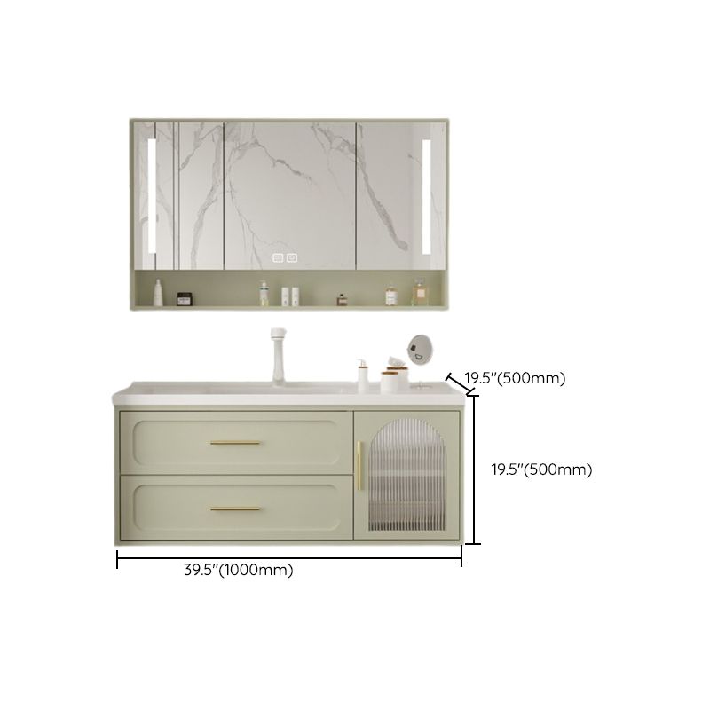 Bathroom Vanity Set Single-Sink Wall Mount Drawers Mirror Included Sink Vanity