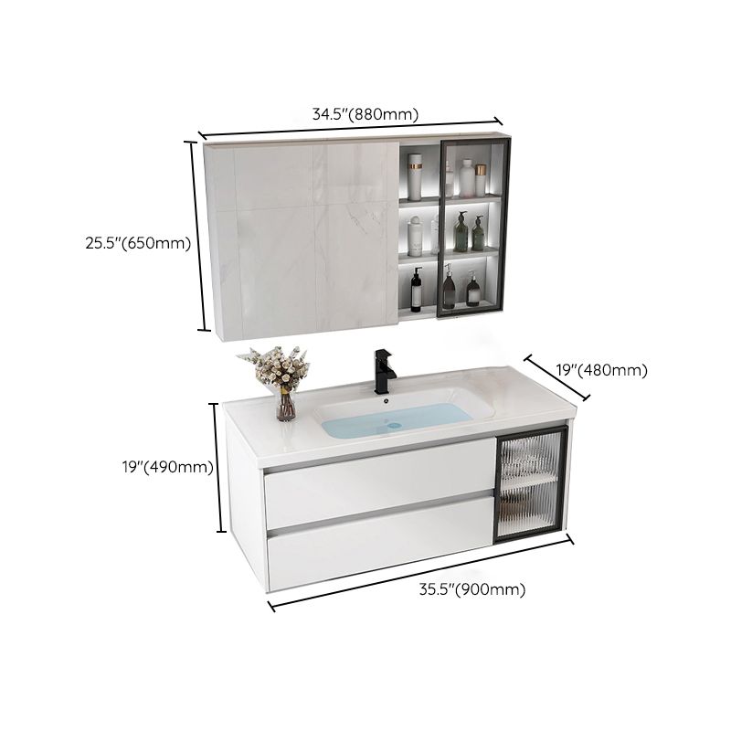 Contemporary White Sink Cabinet Bathroom Vanity Cabinet with Mirror Cabinet