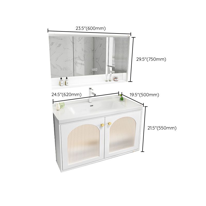 Glam Sink Vanity Single White Rectangular Ceramic Top Bathroom Vanity