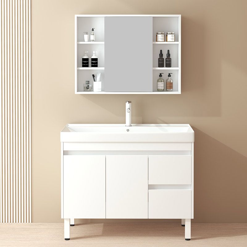 Wooden Sink Vanity Modern White Single-Sink Rectangular Vanity Set