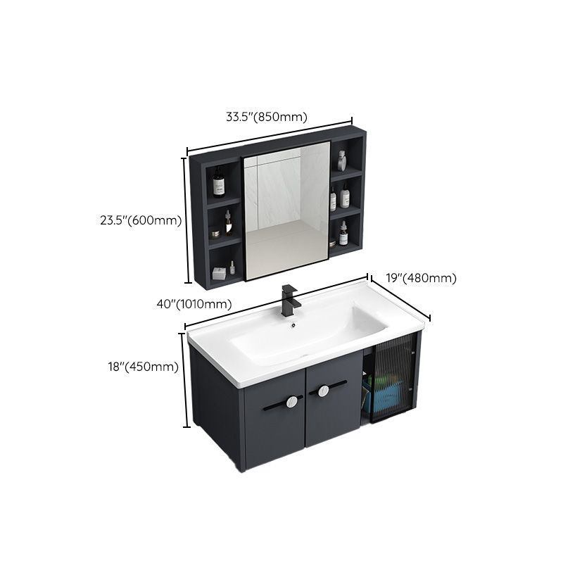 Modern Metal Frame Bath Vanity Single Rectangular Freestanding Vanity