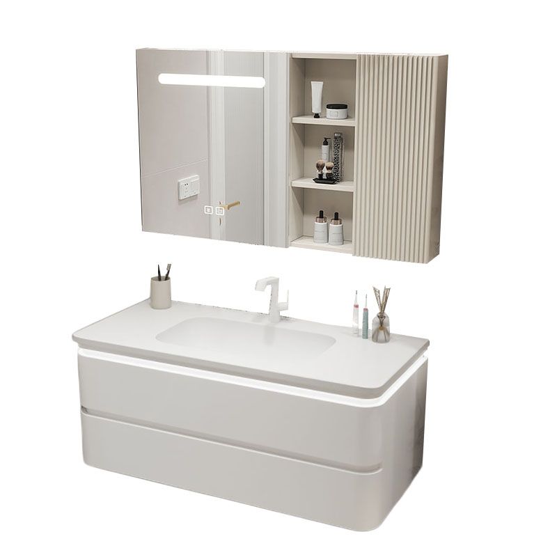 Wall Mount Modern Bathroom Vanity Set with Mirror Faucet Sink