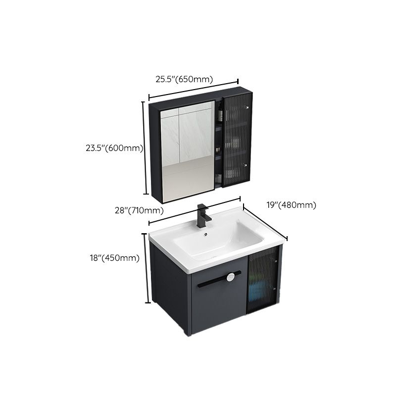 Modern Metal Frame Bath Vanity Single Rectangular Freestanding Vanity