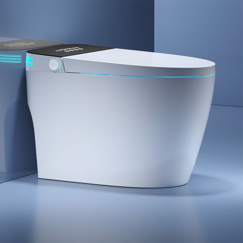 Elongated Ceramic Foot Sensor Contemporary White Floor Mount Bidet