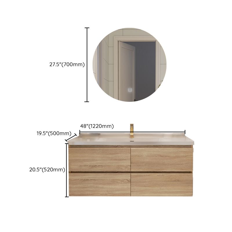 Drawers Bath Vanity Wood Mirror Rectangle Single Sink Wall Mount Vanity Set