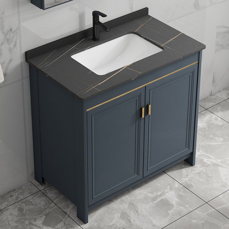 Freestanding Bathroom Vanity Single-Sink Glam Metal Base Rectangular Vanity Set