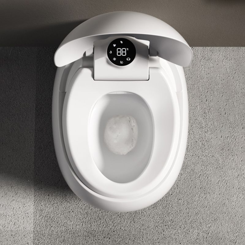 Contemporary Foot Sensor Ceramic Heated Seat White Round Floor Mount Bidet