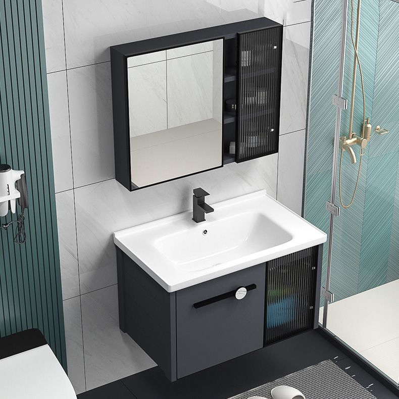 Modern Metal Frame Bath Vanity Single Rectangular Freestanding Vanity