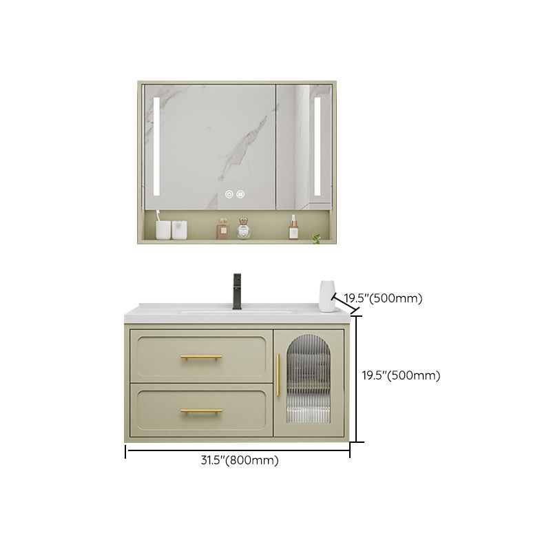 Bathroom Vanity Set Single-Sink Wall Mount Drawers Mirror Included Sink Vanity