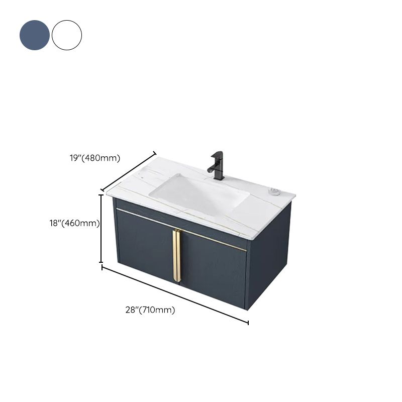 Modern Wall-Mounted Bathroom Sink Vanity Stainless Steel Vanity with Soft Close Door