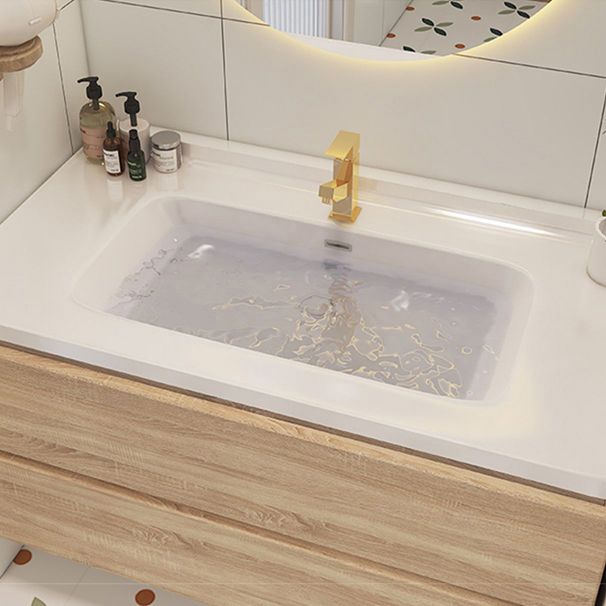 Drawers Bath Vanity Wood Mirror Rectangle Single Sink Wall Mount Vanity Set