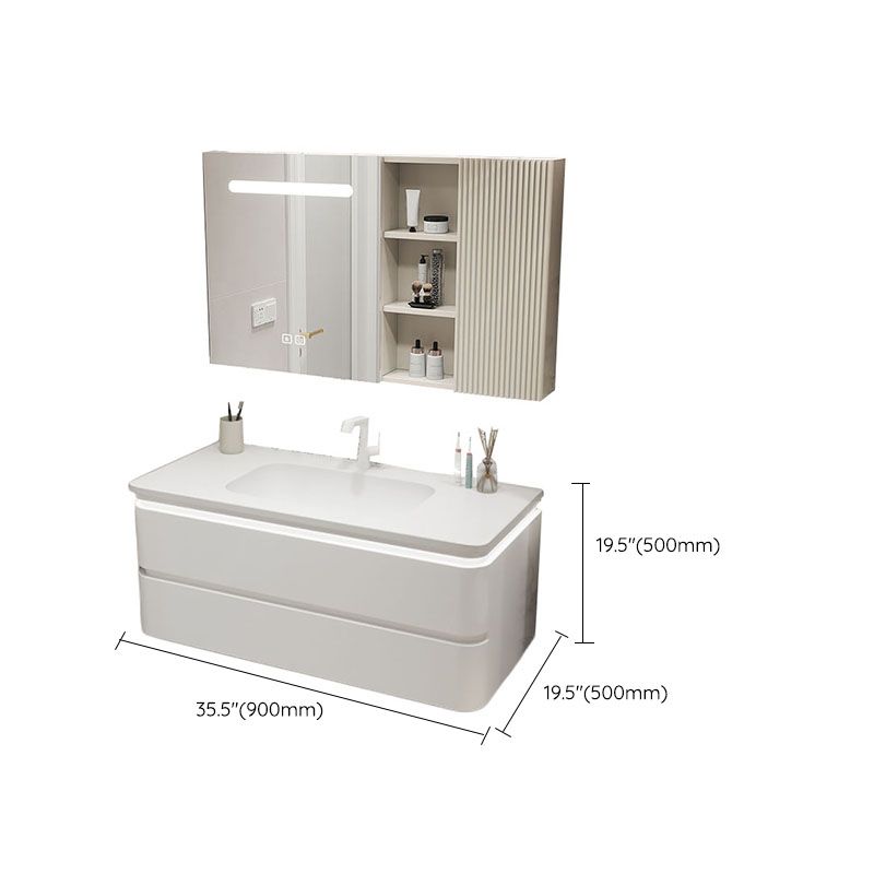 Wall Mount Modern Bathroom Vanity Set with Mirror Faucet Sink