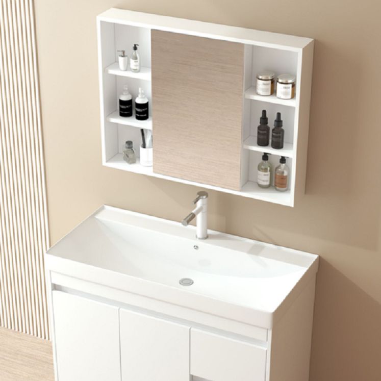 Wooden Sink Vanity Modern White Single-Sink Rectangular Vanity Set