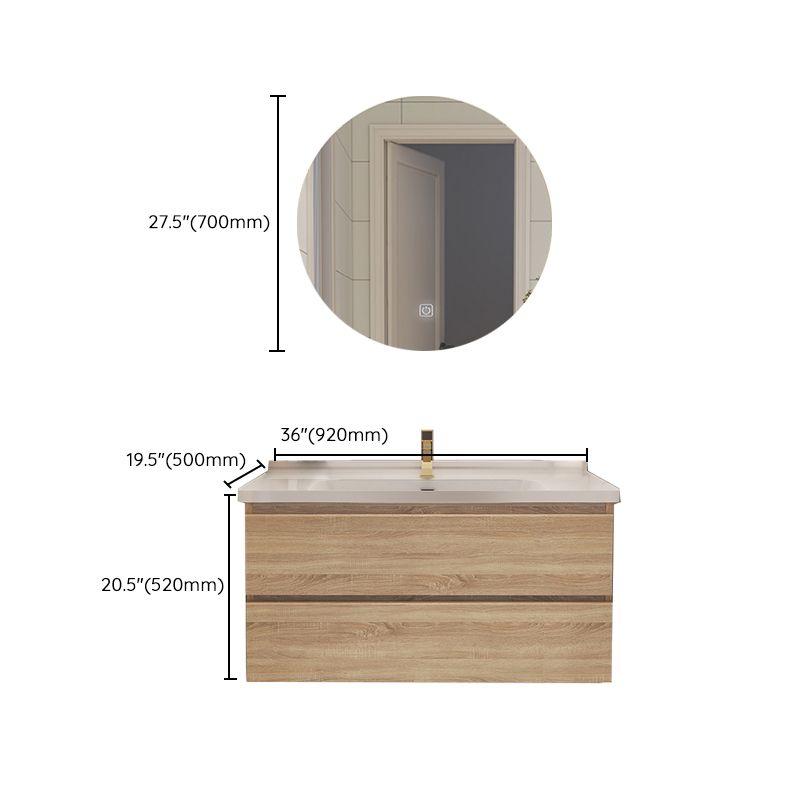 Drawers Bath Vanity Wood Mirror Rectangle Single Sink Wall Mount Vanity Set