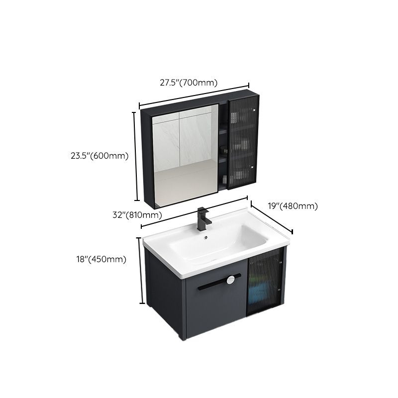 Modern Metal Frame Bath Vanity Single Rectangular Freestanding Vanity