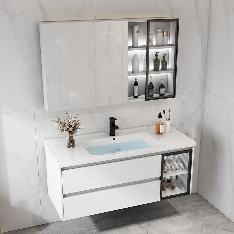 Contemporary White Sink Cabinet Bathroom Vanity Cabinet with Mirror Cabinet