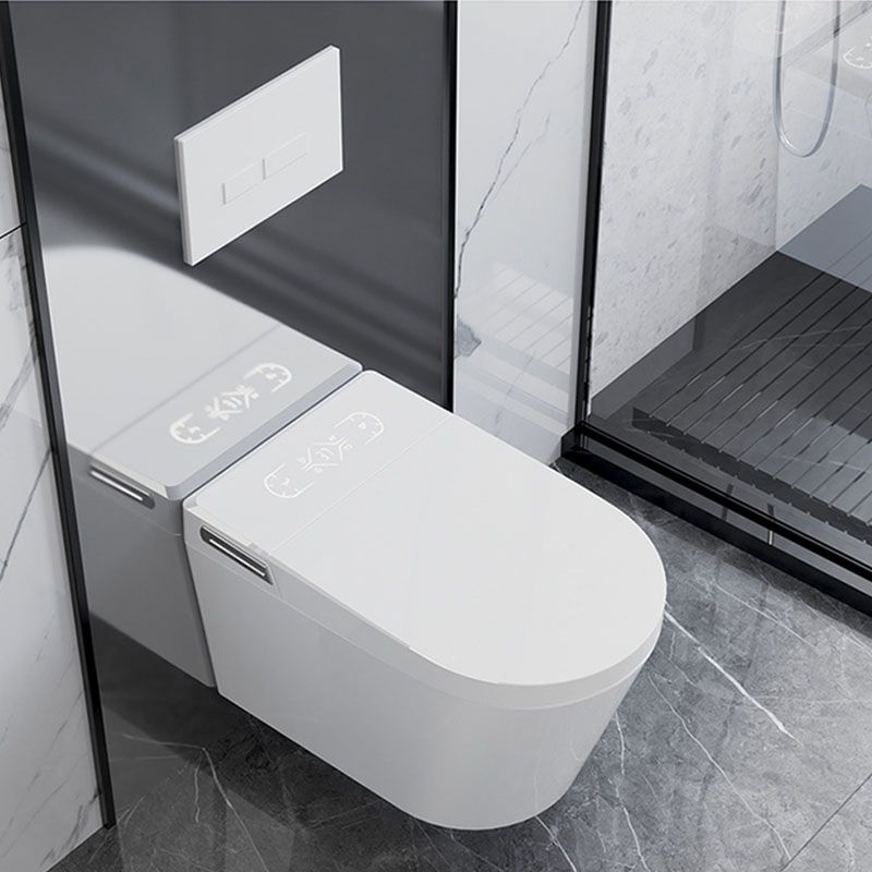 Contemporary Elongated Deodorizing Ceramic Foot Sensor Wall Mounted Bidet