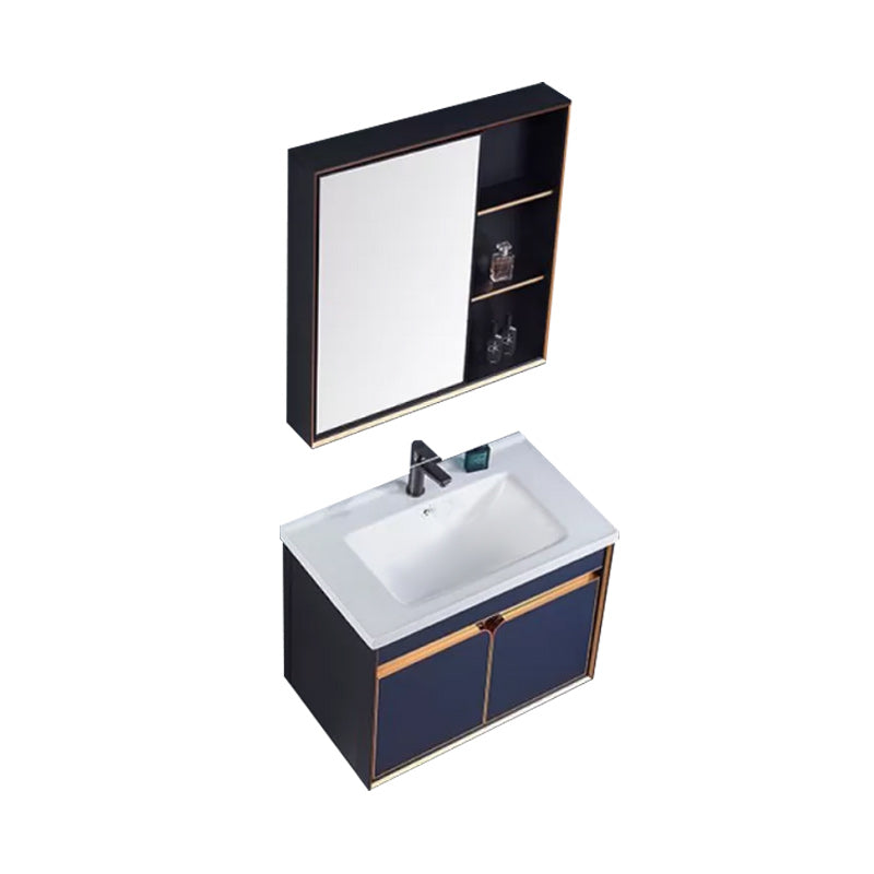 Bath Vanity Set Wall Mount Single Sink Blue Glam Metal Faucet Included Vanity Set