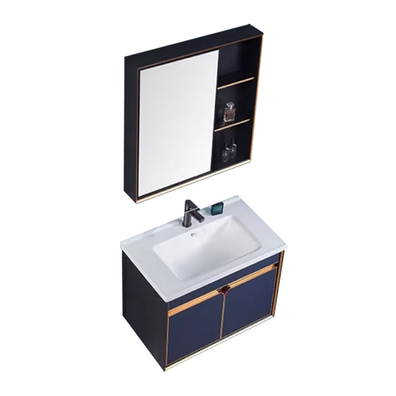 Bath Vanity Set Wall Mount Single Sink Blue Glam Metal Faucet Included Vanity Set