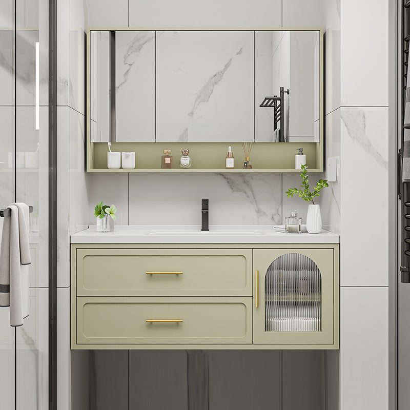 Bathroom Vanity Set Single-Sink Wall Mount Drawers Mirror Included Sink Vanity